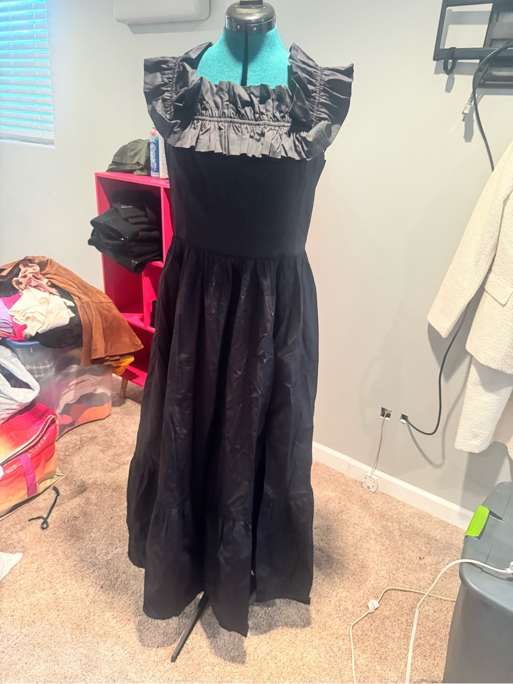 Abercrombie & Fitch Black Ruffled Maxi Dress